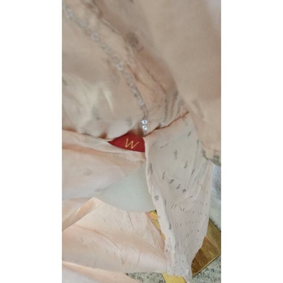 W For Woman Baby Pink Metallic Silver Kurta‎ Maxi Dress 3/4 Sleeve Hippie Medium - Picture 4 of 6